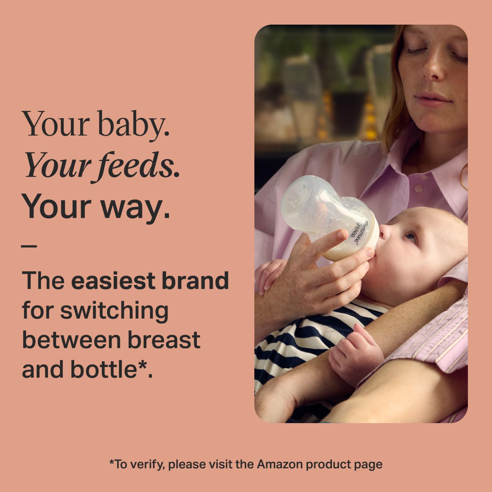 Tommee Tippee Natural Start nipple close-up shows breast-like flex for natural latch.