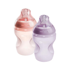 Tommee Tippee Natural Start silicone bottle feels like mother's skin for comforting feeding.