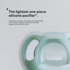 Tommee Tippee Ultra-Light Pacifier curved shield—maximizes comfort between nose and chin.