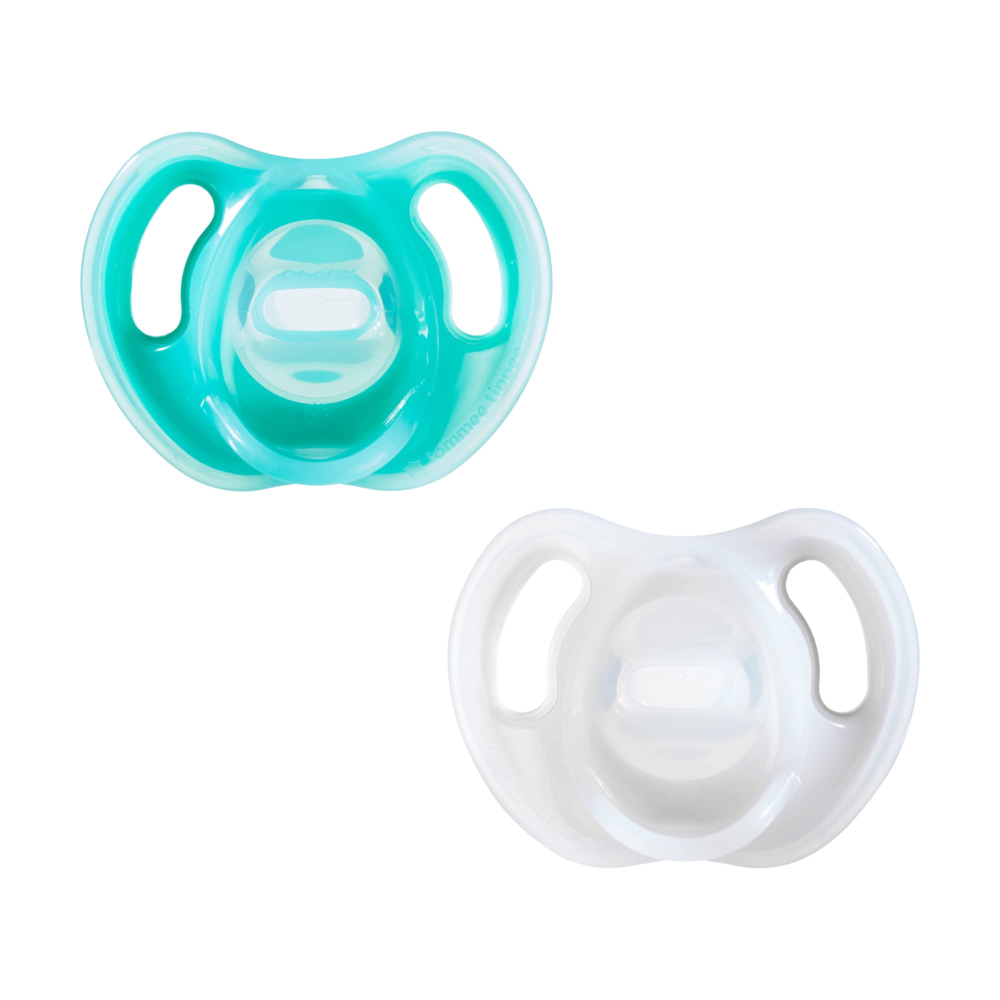 Tommee Tippee Ultra-Light Pacifier packaging shows easy grab-and-go soothing for parents.