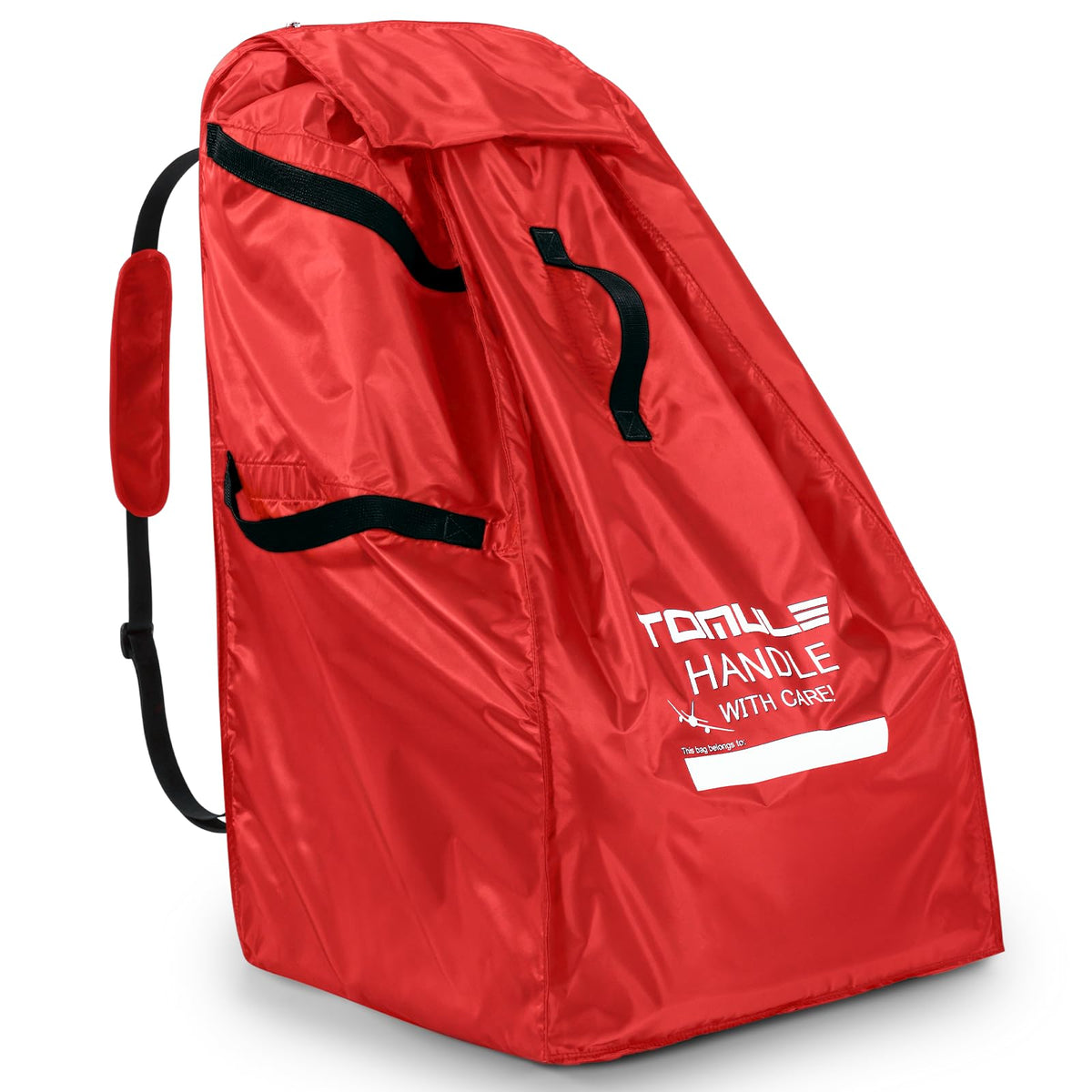 TOMULE car seat bag showing airport protection against dirt and water.