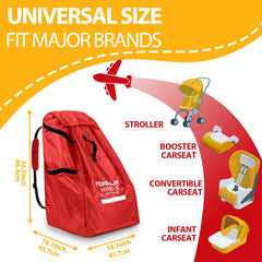 TOMULE car seat bag with padded shoulder strap for comfortable travel.