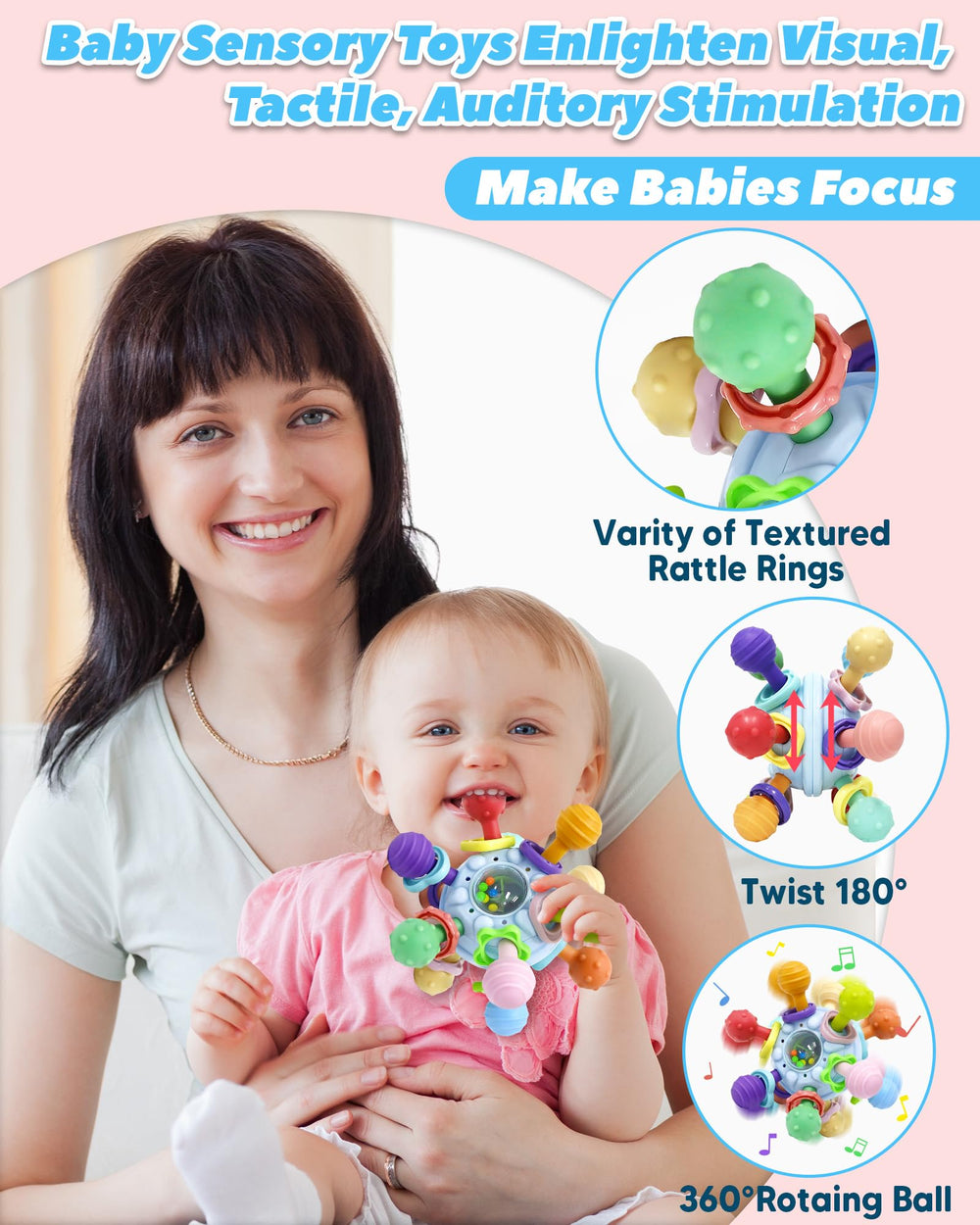 Tonberless teether textured surface closeup stimulates sensation and sensory development