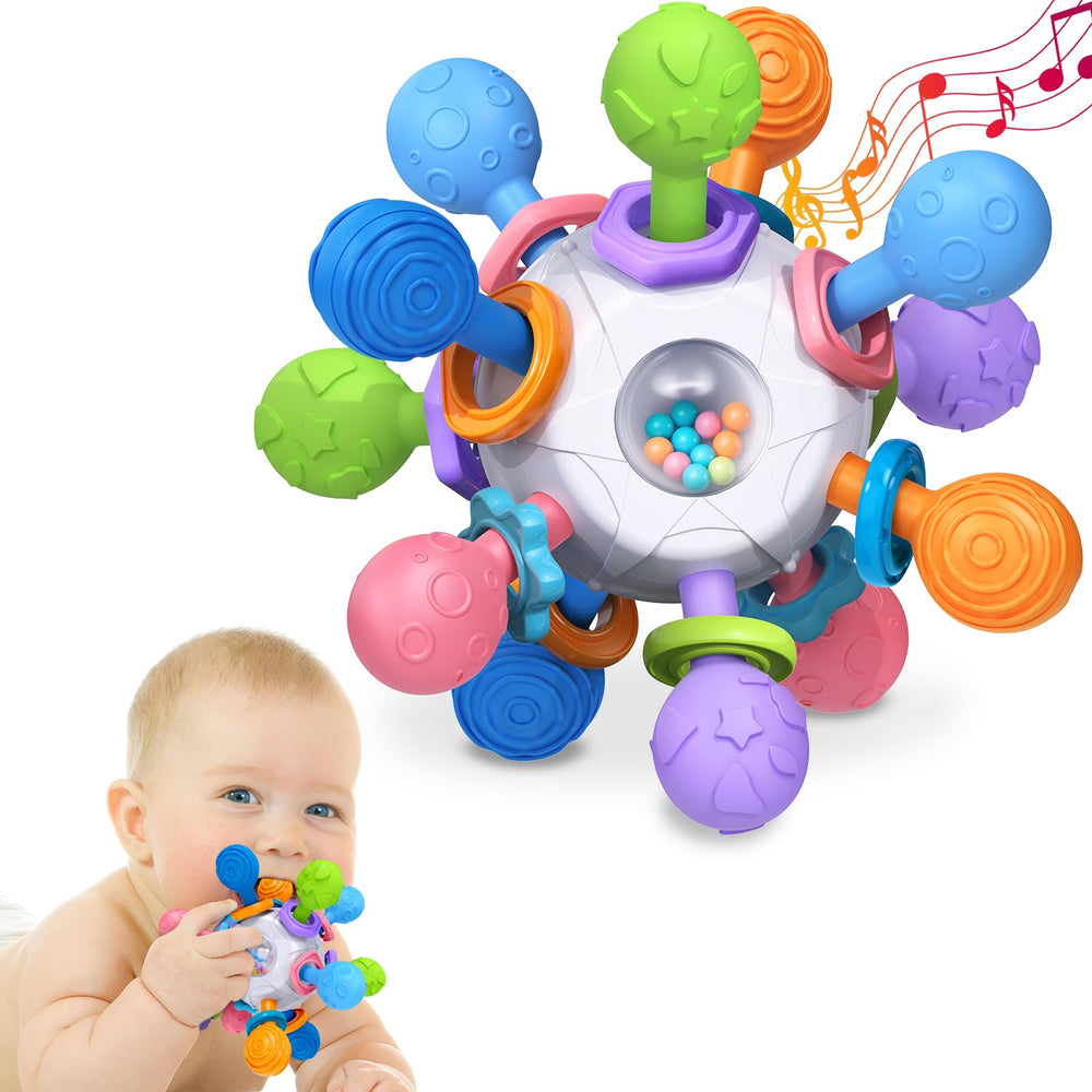 Tonberless 360-degree ball teether with multiple chew points for soothing gums.