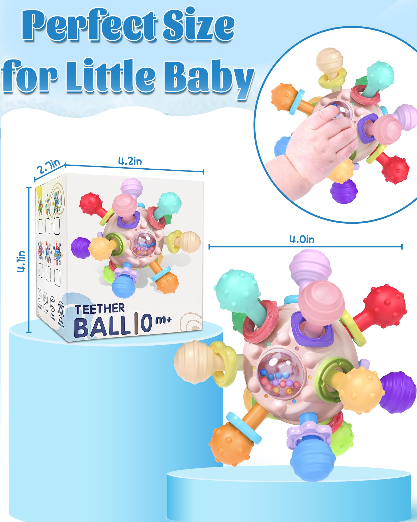 Tonberless easy-clean teether pink makes sanitizing quick and simple for busy caregivers.