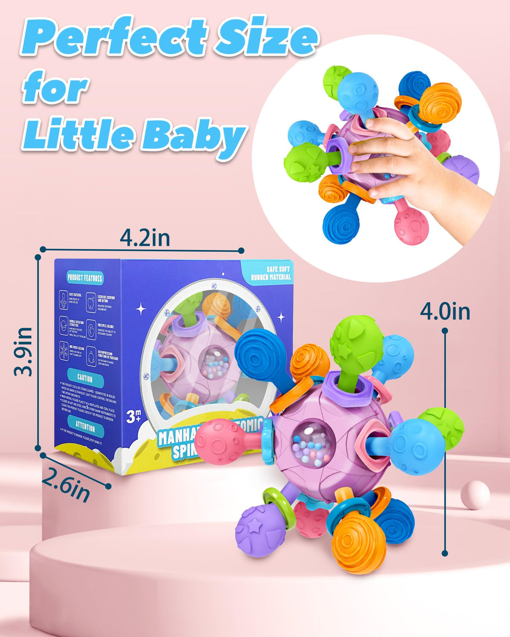 Tonberless Montessori rocking teether promotes grip and sensory play