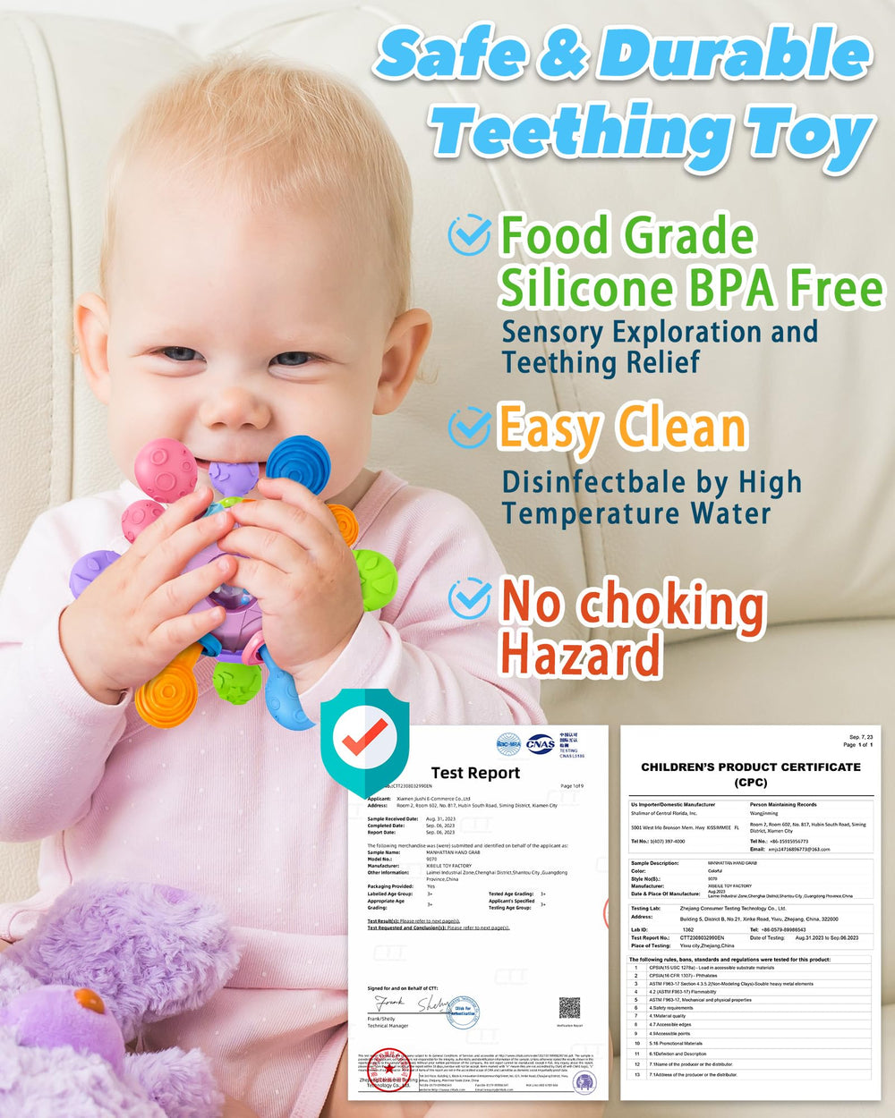 Tonberless newborn gift purple teether ideal for first toys
