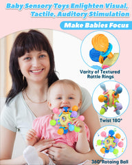 Tonberless newborn sensory toy: yellow textures encourage tactile exploration.