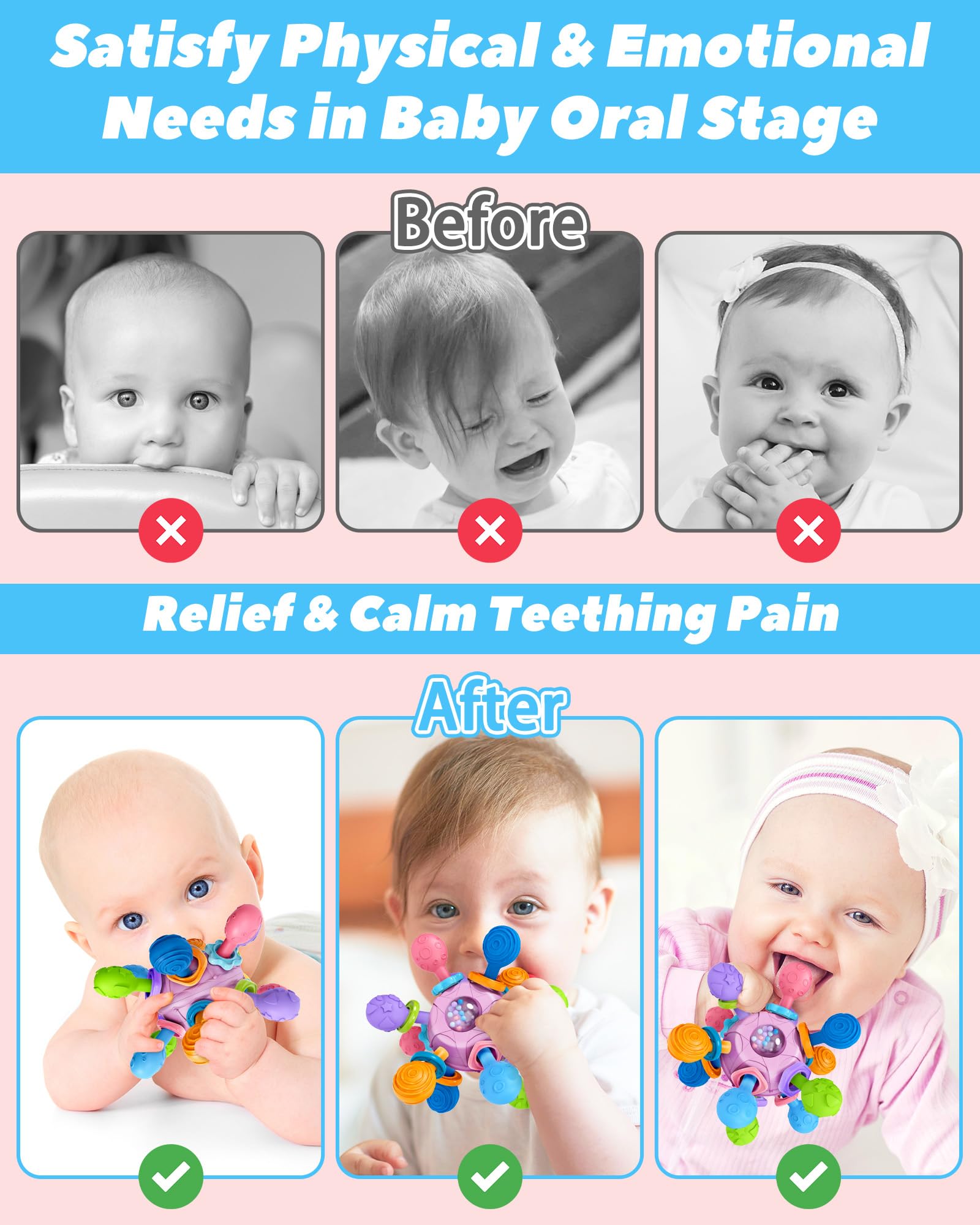 Tonberless silicone-ABS safety materials ensure BPA-free, baby-safe chewing
