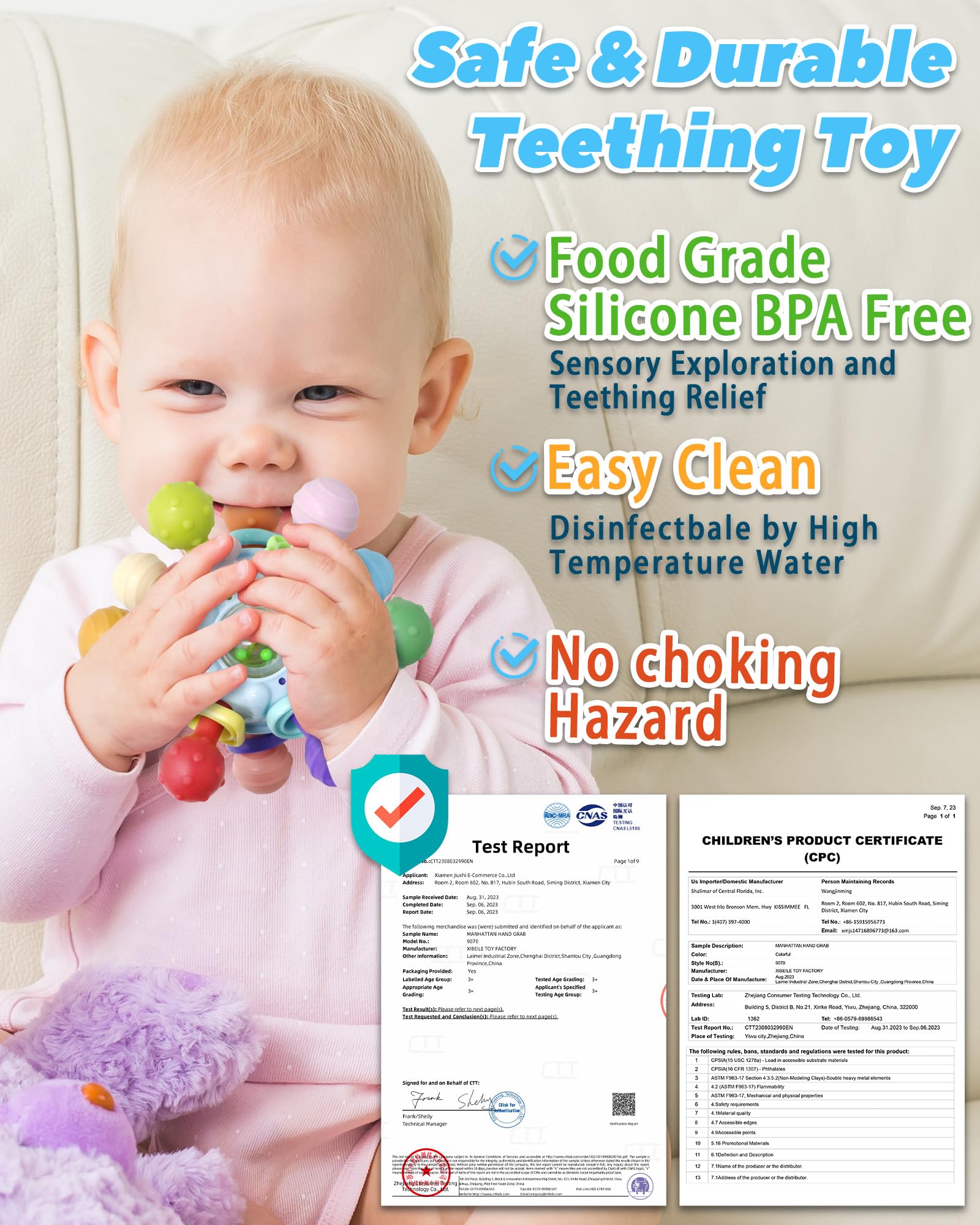 Tonberless teether easy-clean blue: simple disinfection for busy parents