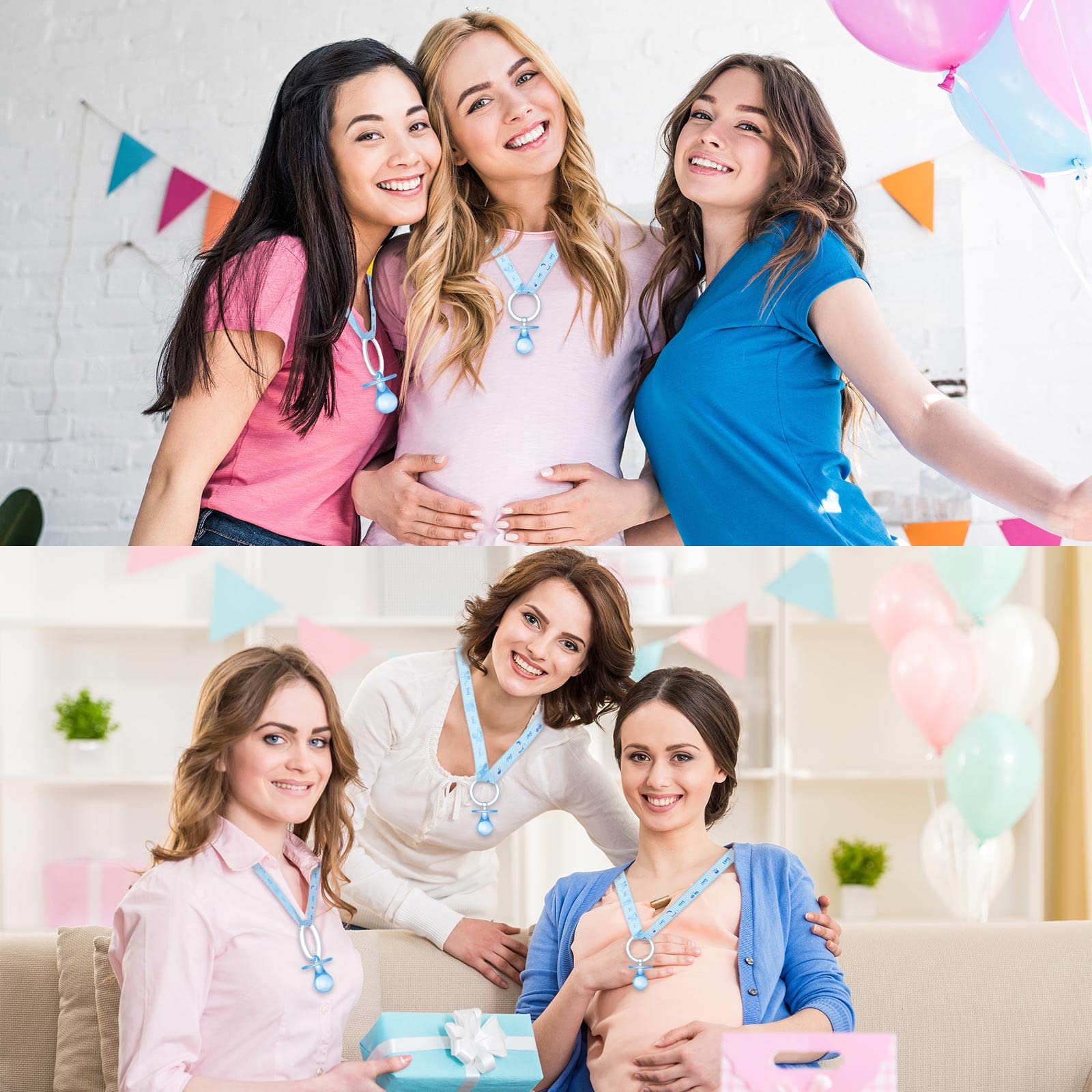 Tondiamo transparent baby shower decor adds subtle blue accents.