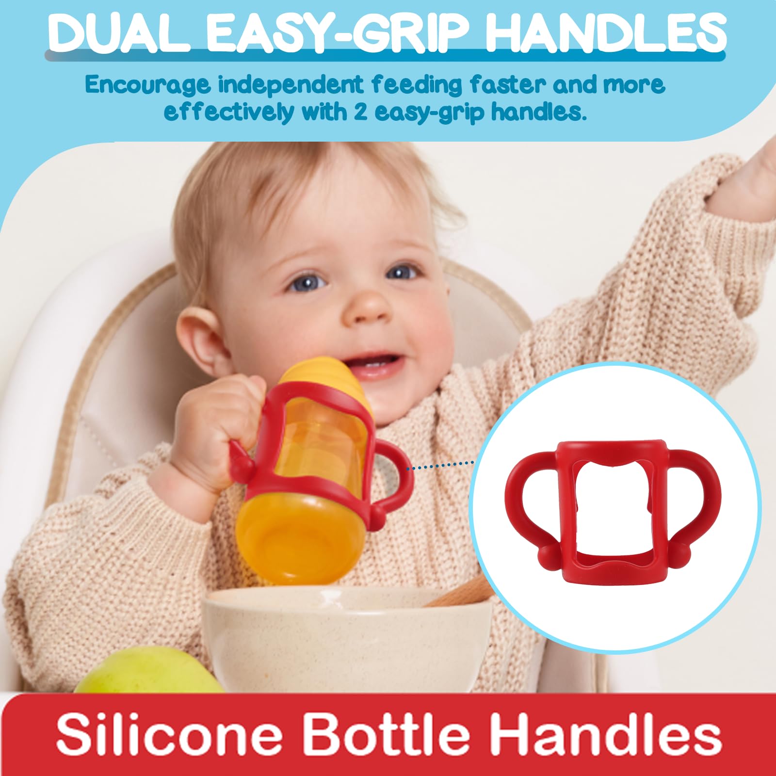 TonGass green bottle handle for Dr Brown narrow bottles offers ergonomic grip