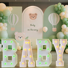 Tongjoy color-changing marquee letters offer vibrant options for gender reveals.