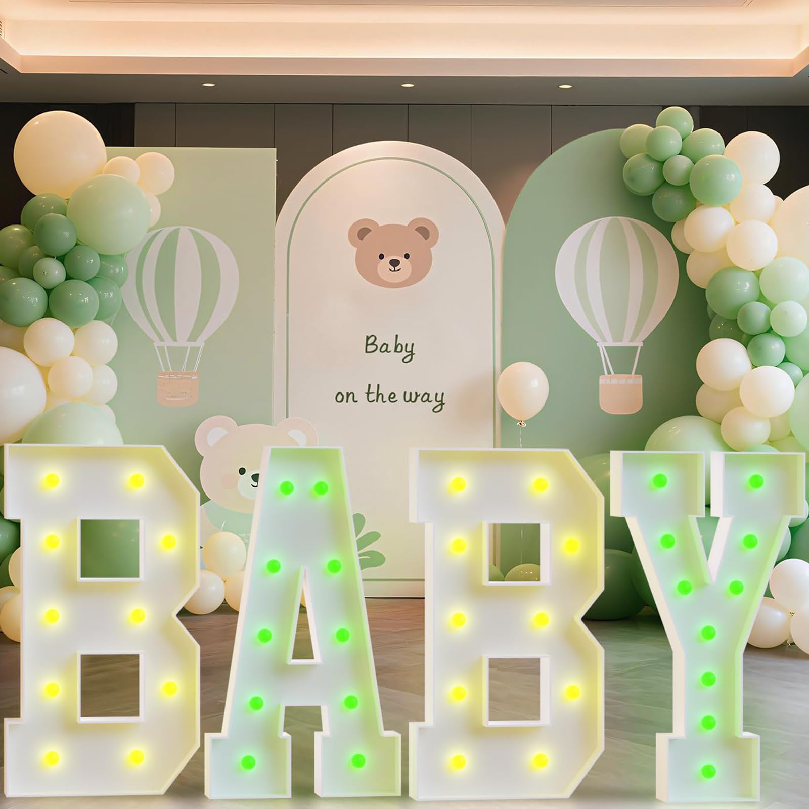 Tongjoy BABY marquee letters used as gender reveal decor