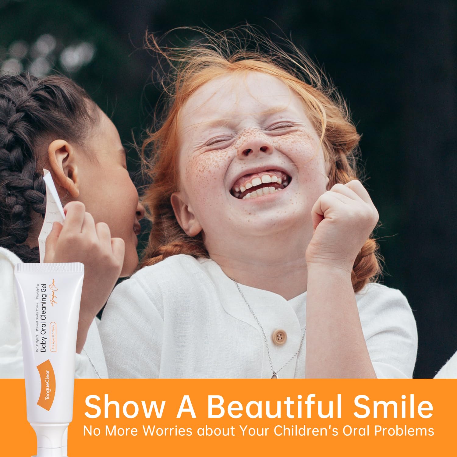 Tongueclear applying gel on baby gums demonstrates gentle gum massage for comfort.