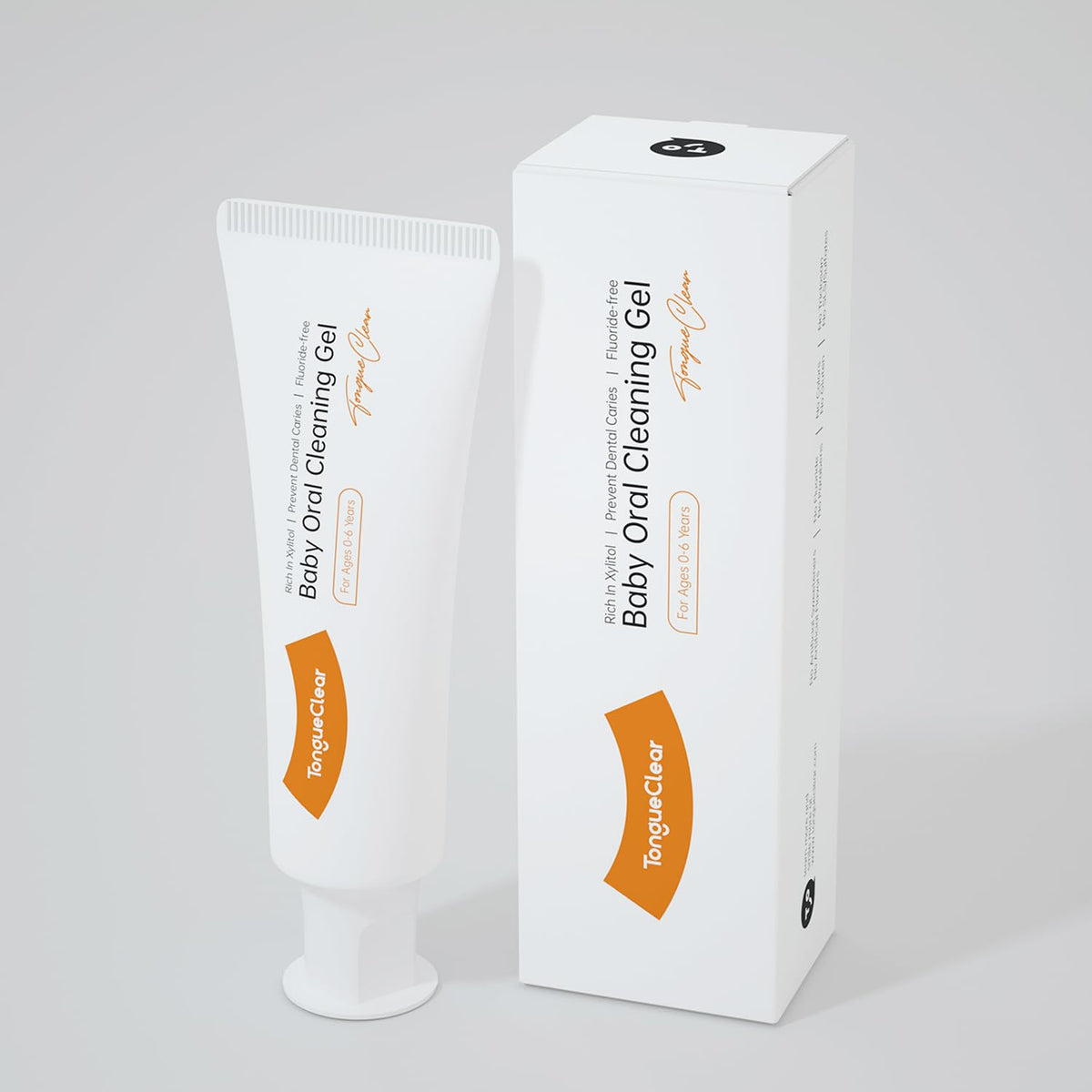 Tongueclear baby teething gel packaging demonstrates soothing gel for tender gums.