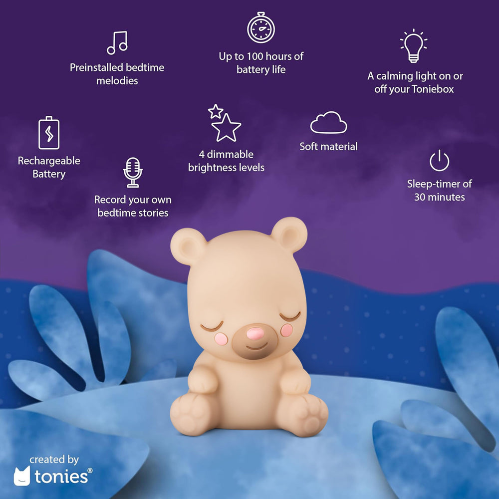 Tonies Sleepy Bear Night Light glow fills the room with warm ambience.