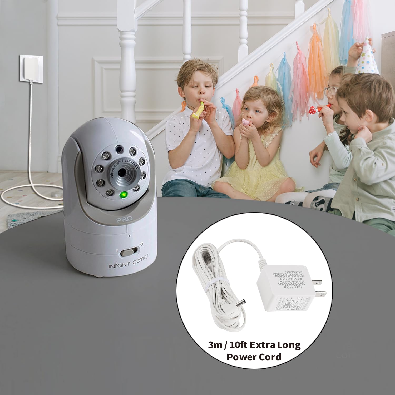 Tonton 10ft cord extension highlights flexible placement for safer room setup.