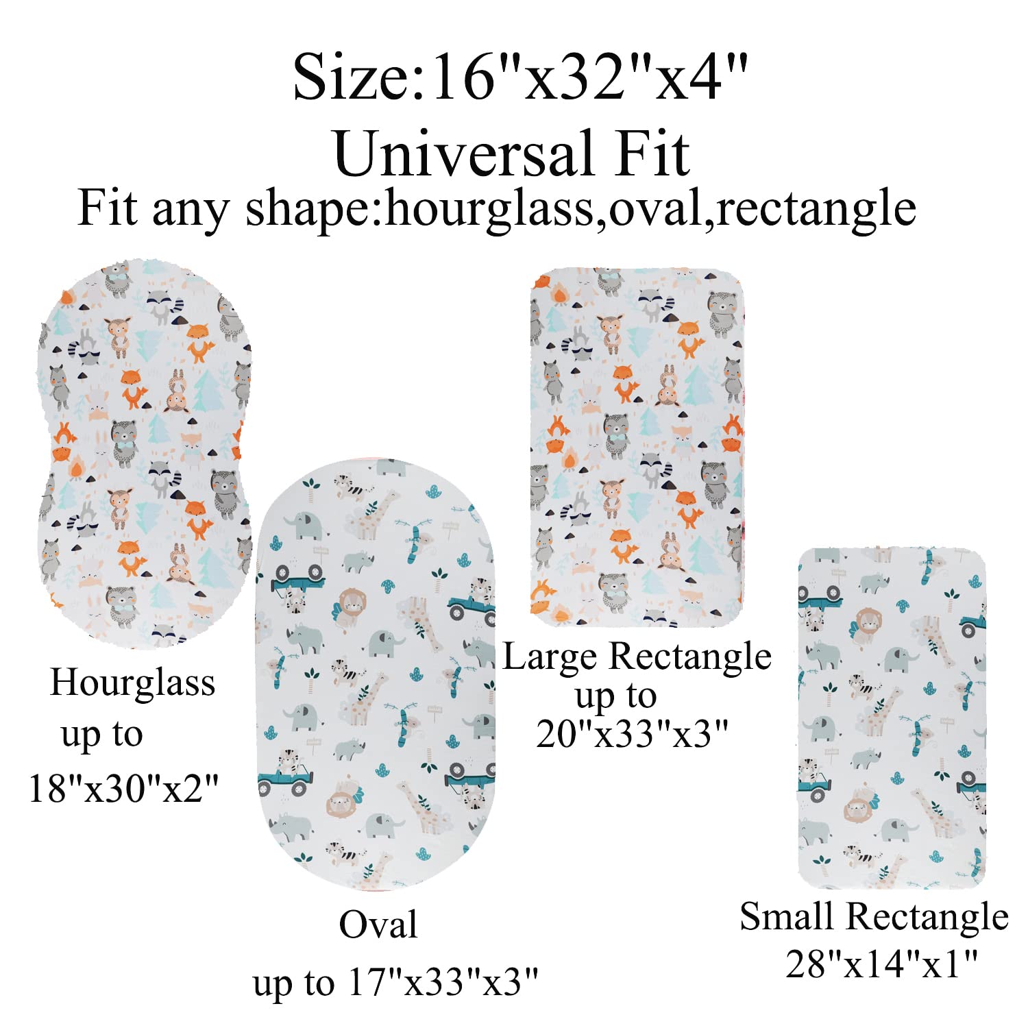 Tontukatu Bassinet Sheet Universal Fit for oval, rectangle and hourglass bassinet pads
