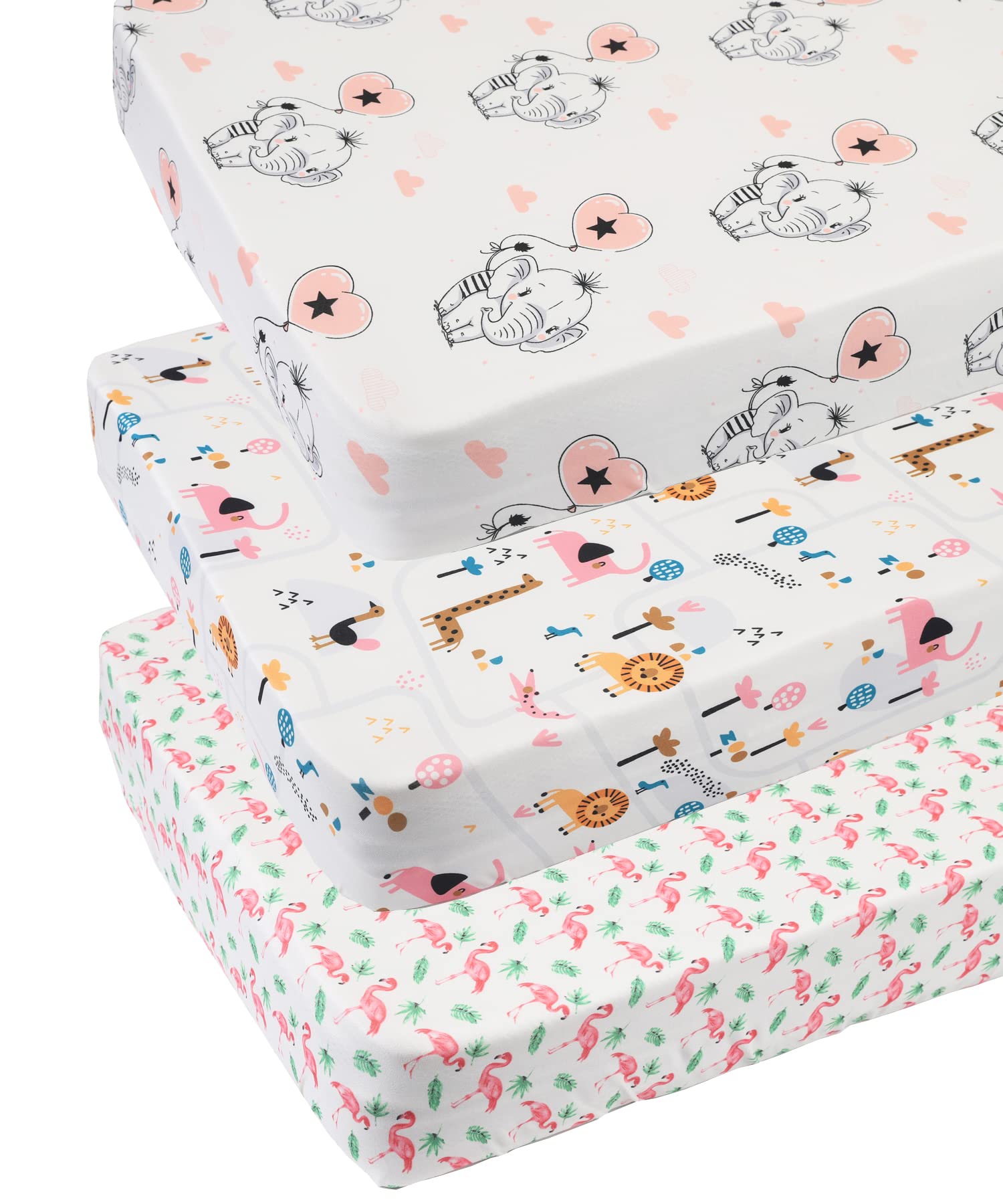 Tontukatu pack n play sheet with flamingo pattern offers breathable baby comfort.