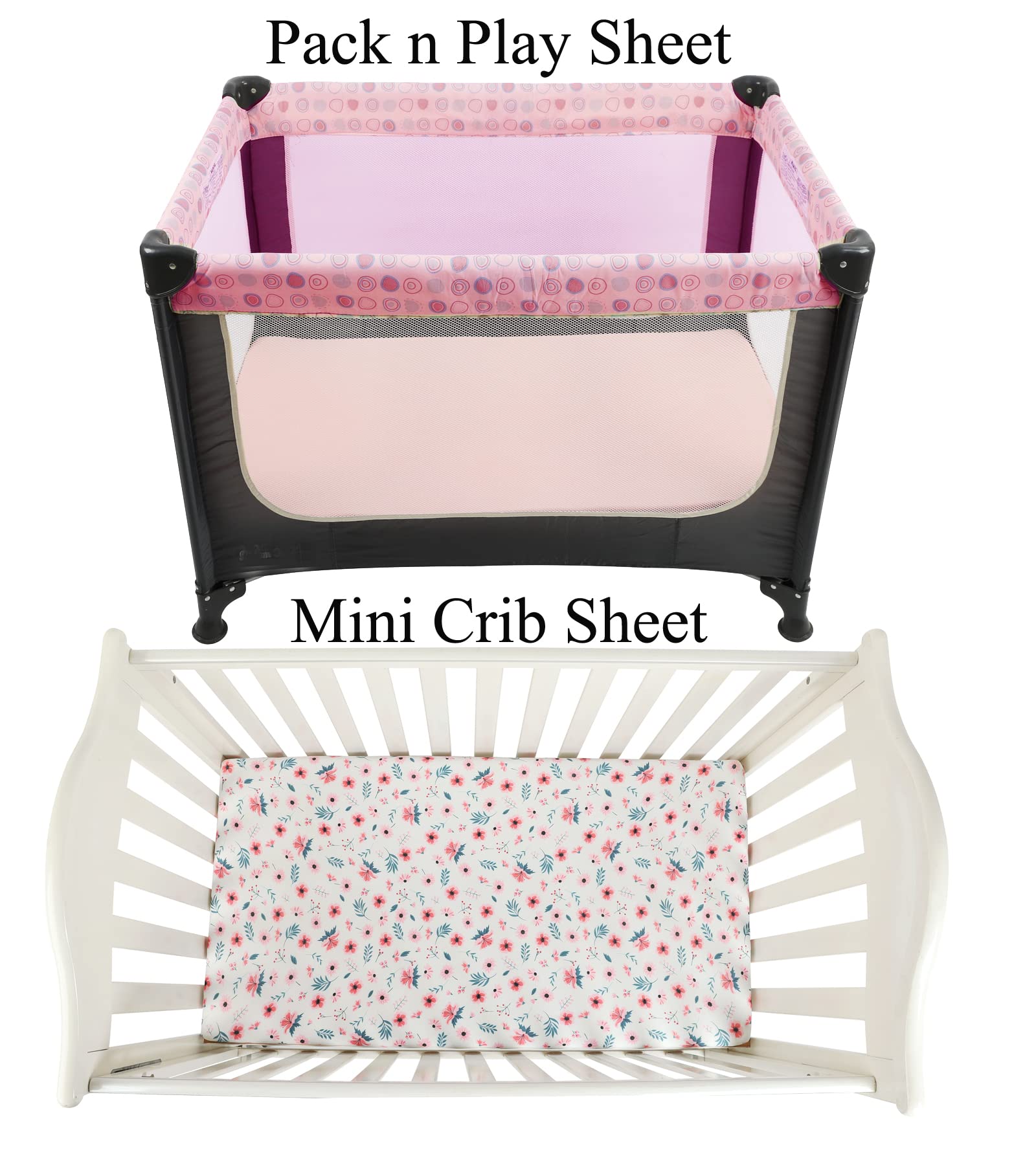 Tontukatu pack n play sheet grey rabbit print for gentle nights
