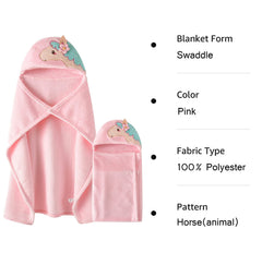 TONWHAR pink horse hooded blanket soft flannel fabric gentle on skin