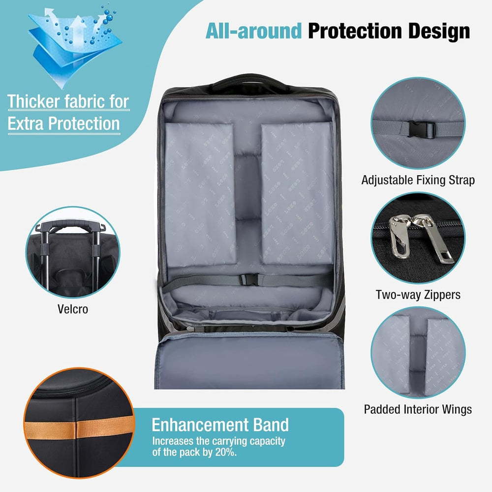 Tonyeee car seat travel backpack features a telescopic handle for effortless handling.