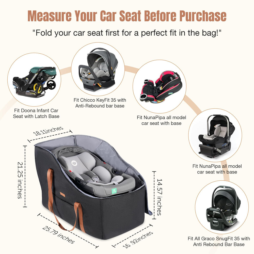 Tonyeee car seat travel bag is airport-ready for easy gate checks.