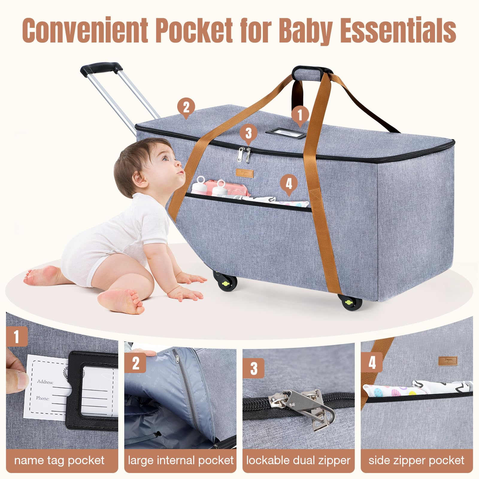 Tonyeee car seat travel bag folds flat for compact storage between trips.