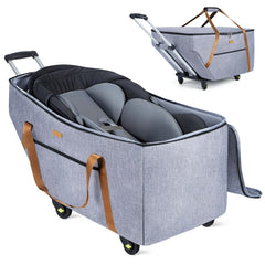 Tonyeee car seat travel bag wheels showcase smooth rolling for effortless airport navigation.