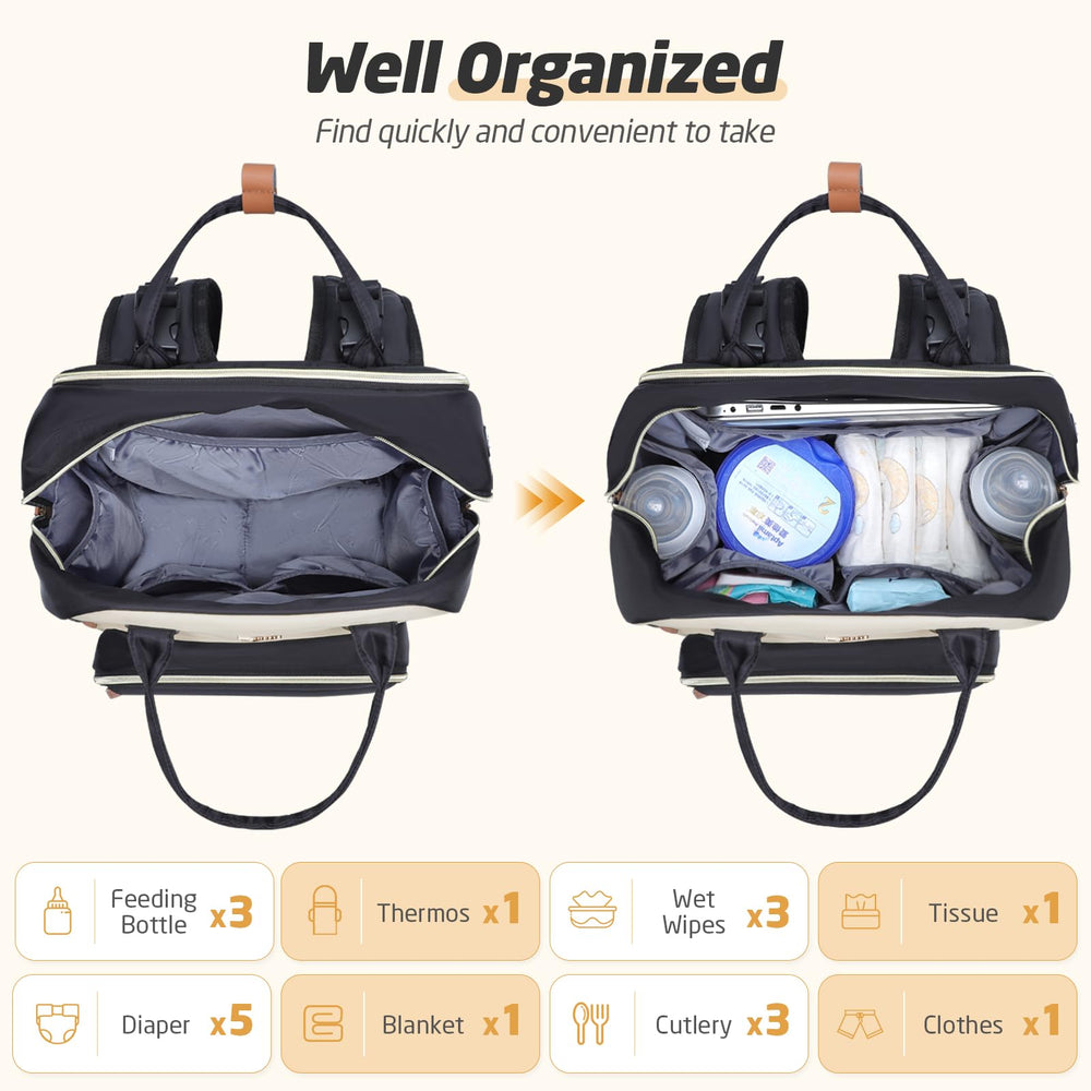 Tonyeee diaper bag backpack earphone hole for hands-free listening