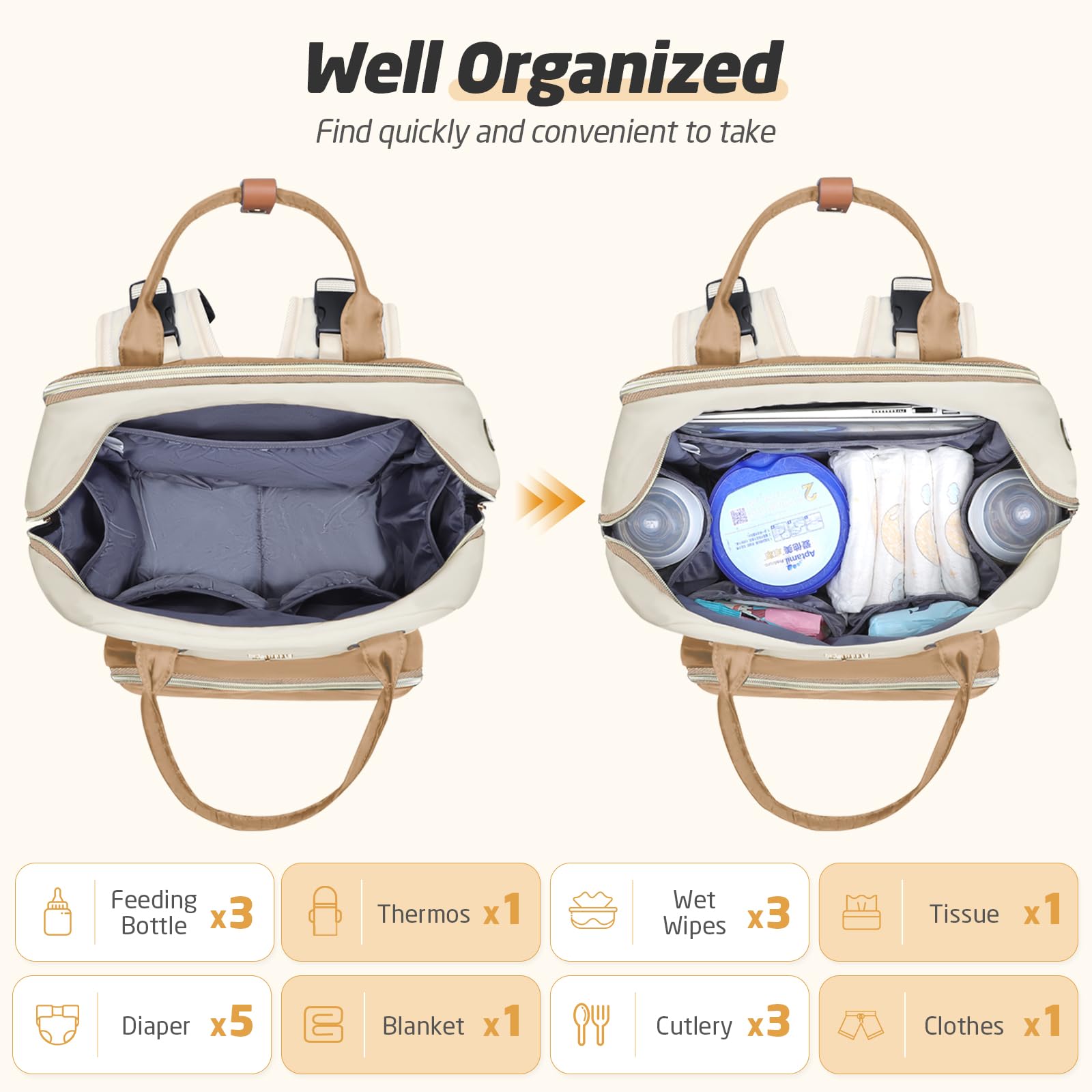 Tonyeee diaper bag backpack earphone hole for quick access during commutes
