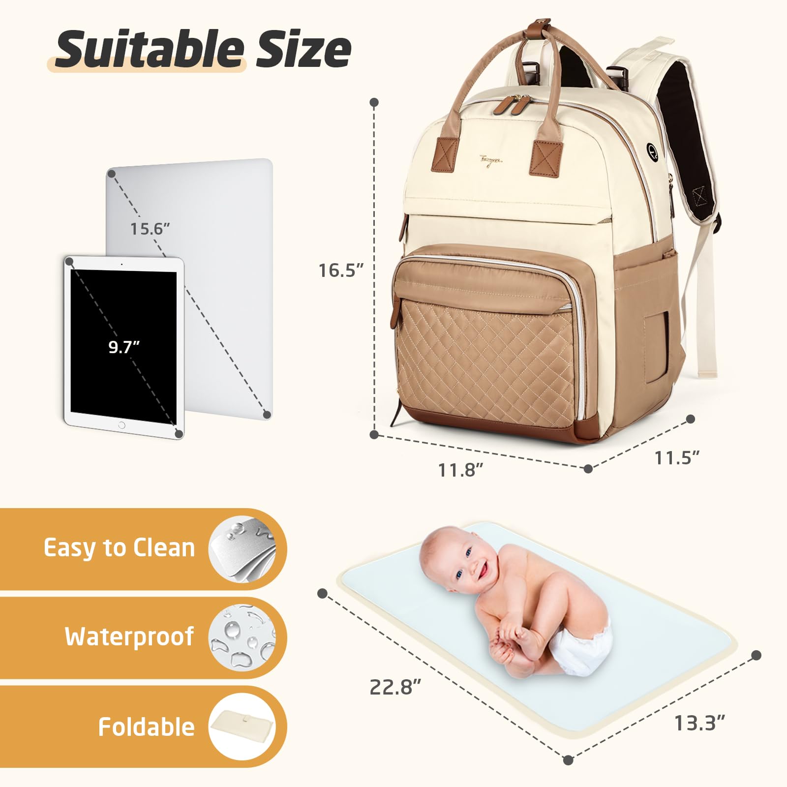 Tonyeee diaper bag backpack ergonomic shoulder straps reduce fatigue during long days