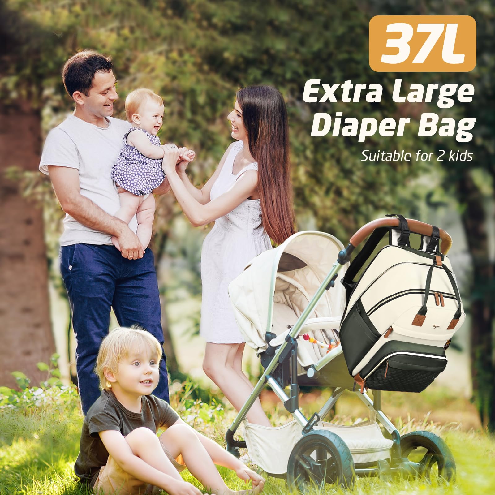 Tonyeee diaper bag backpack ergonomic shoulder straps for comfortable all-day wear