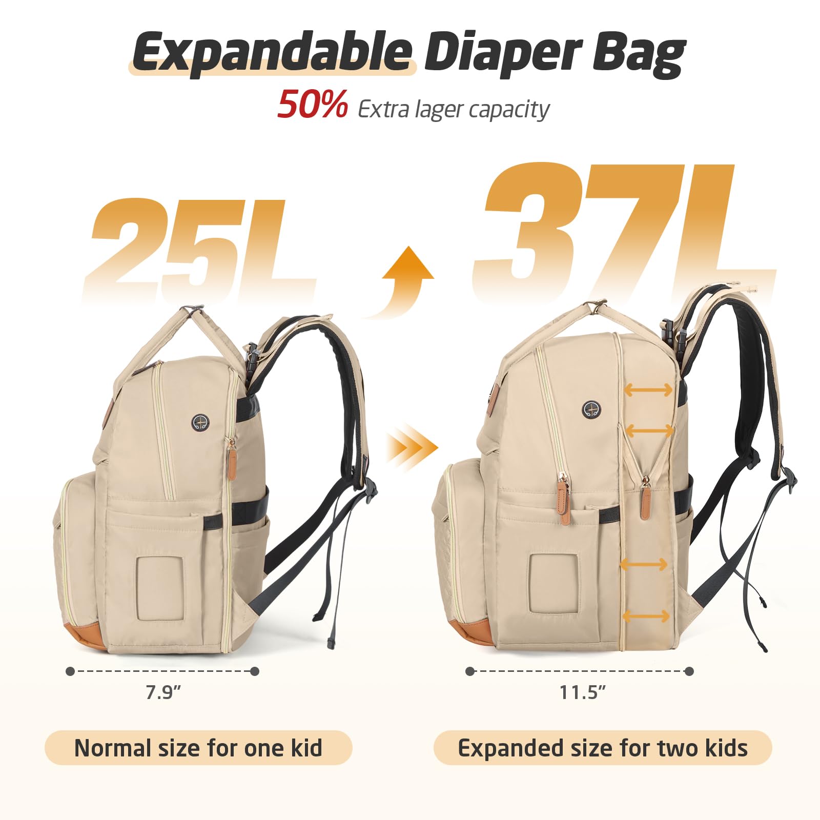 Tonyeee diaper bag backpack front pocket for quick-access gear and wipes