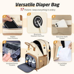 Tonyeee diaper bag backpack luggage strap and stroller compatibility for travel