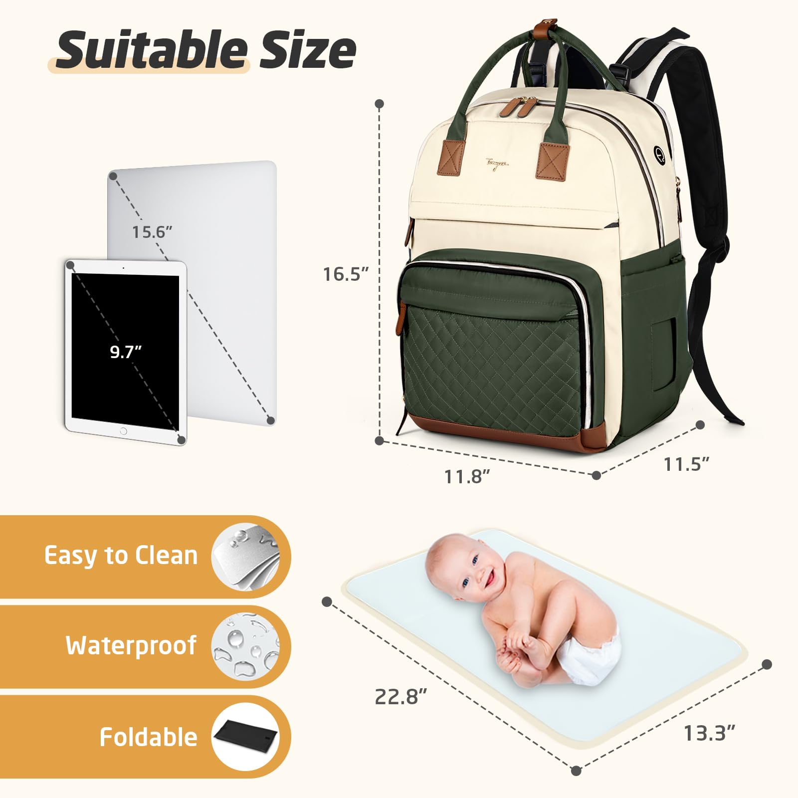 Tonyeee diaper bag backpack office and travel ready multipurpose design