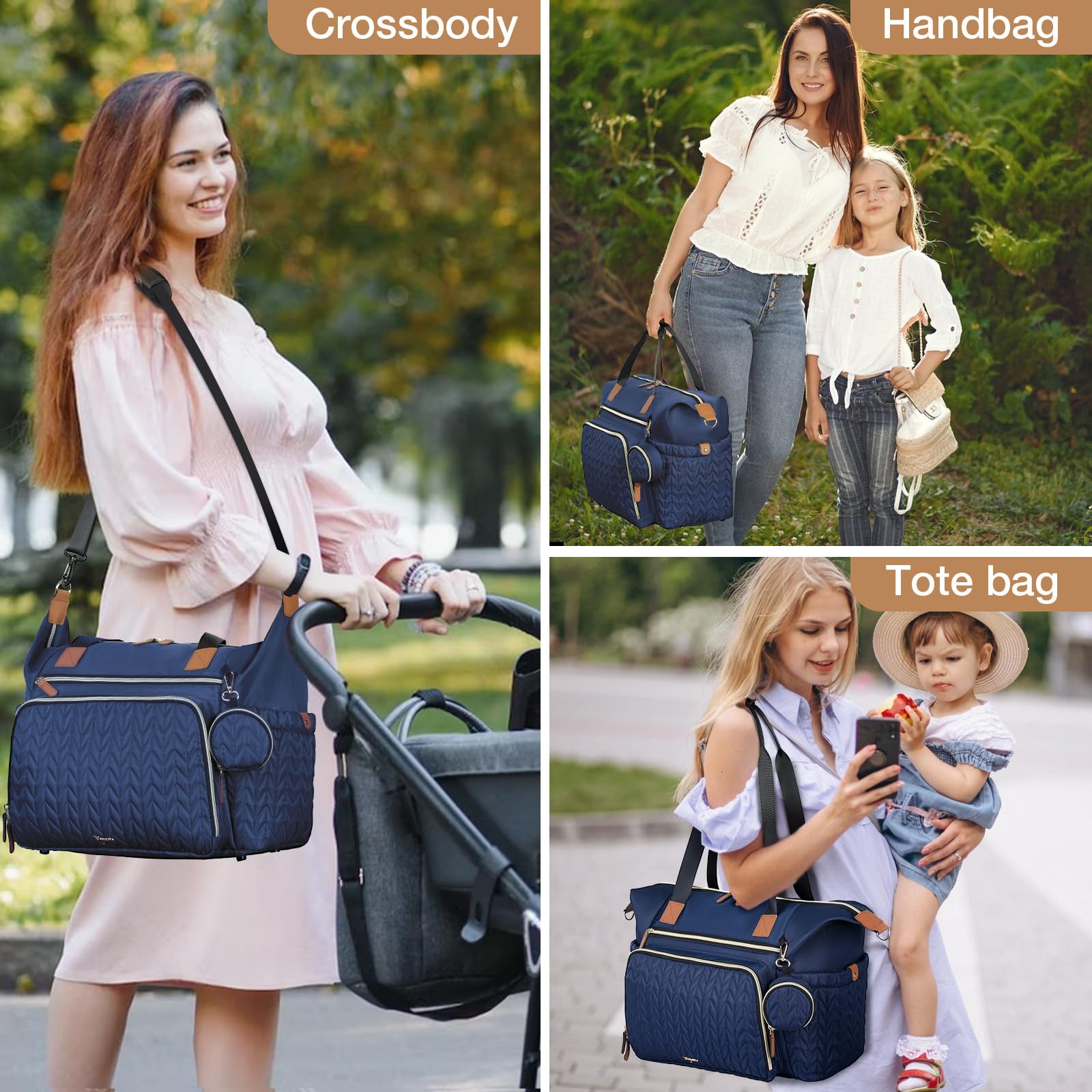 Tonyeee diaper bag bottom studs keep the bag clean and elevated.