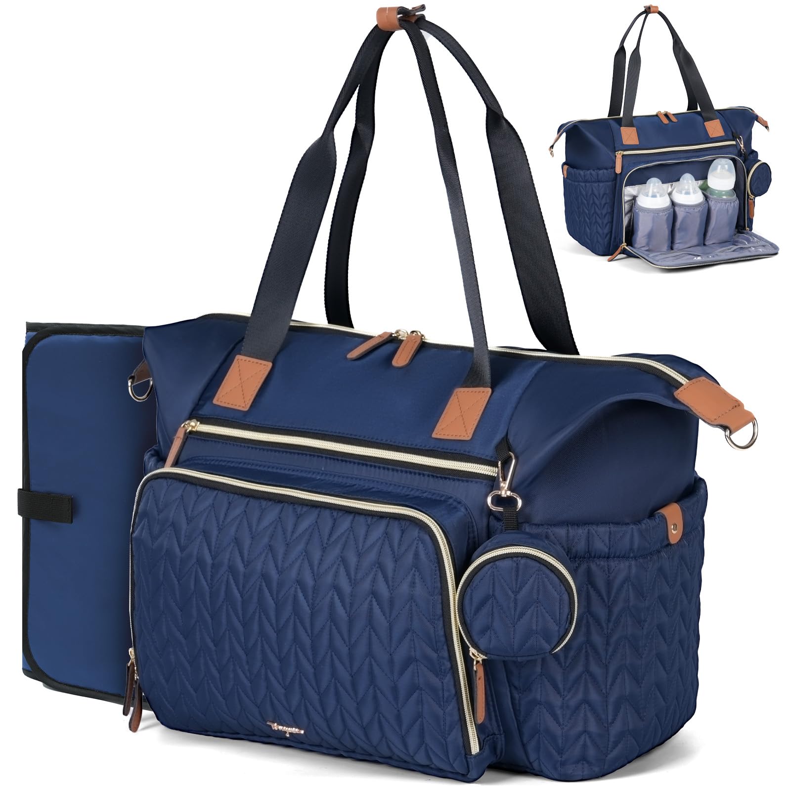 Tonyeee diaper bag quilted material showcases durability and style for everyday parenting.