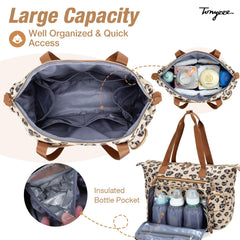 Tonyeee diaper bag tote 16-pocket interior keeps essentials neatly organized.