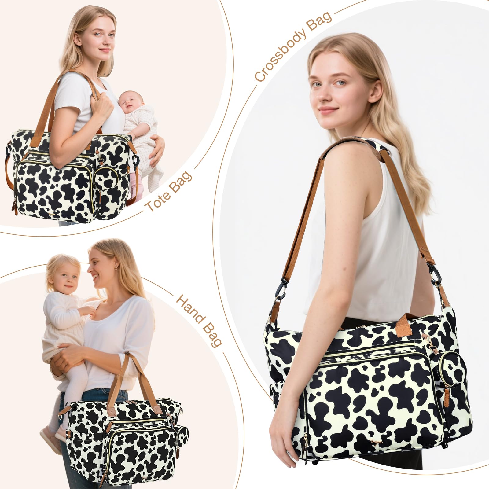 Tonyeee Diaper Bag Tote bottom stud feet keep surfaces clean.
