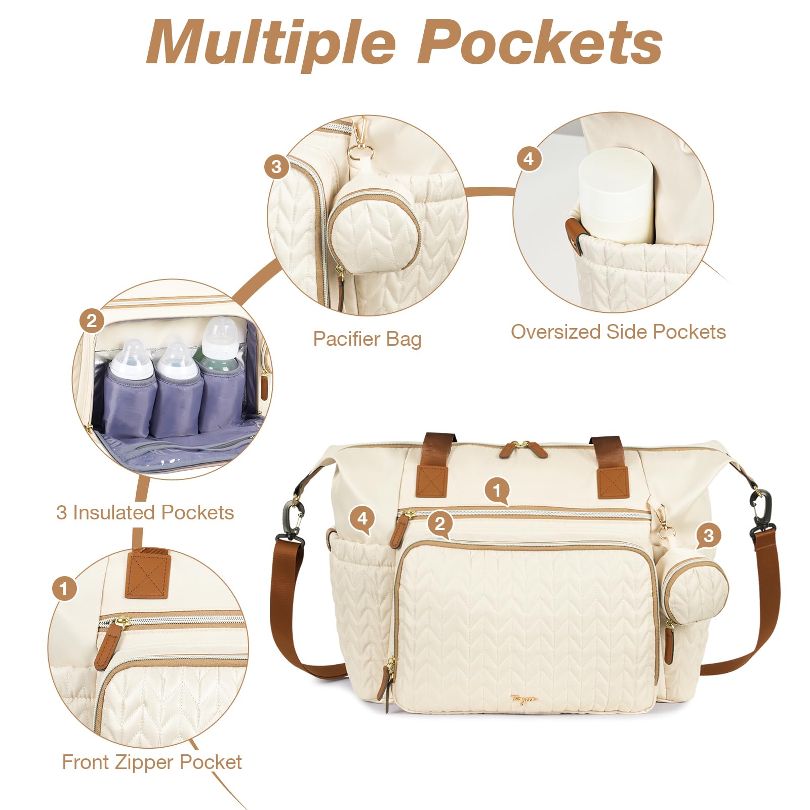 Tonyeee diaper bag tote changing pad included for easy changes