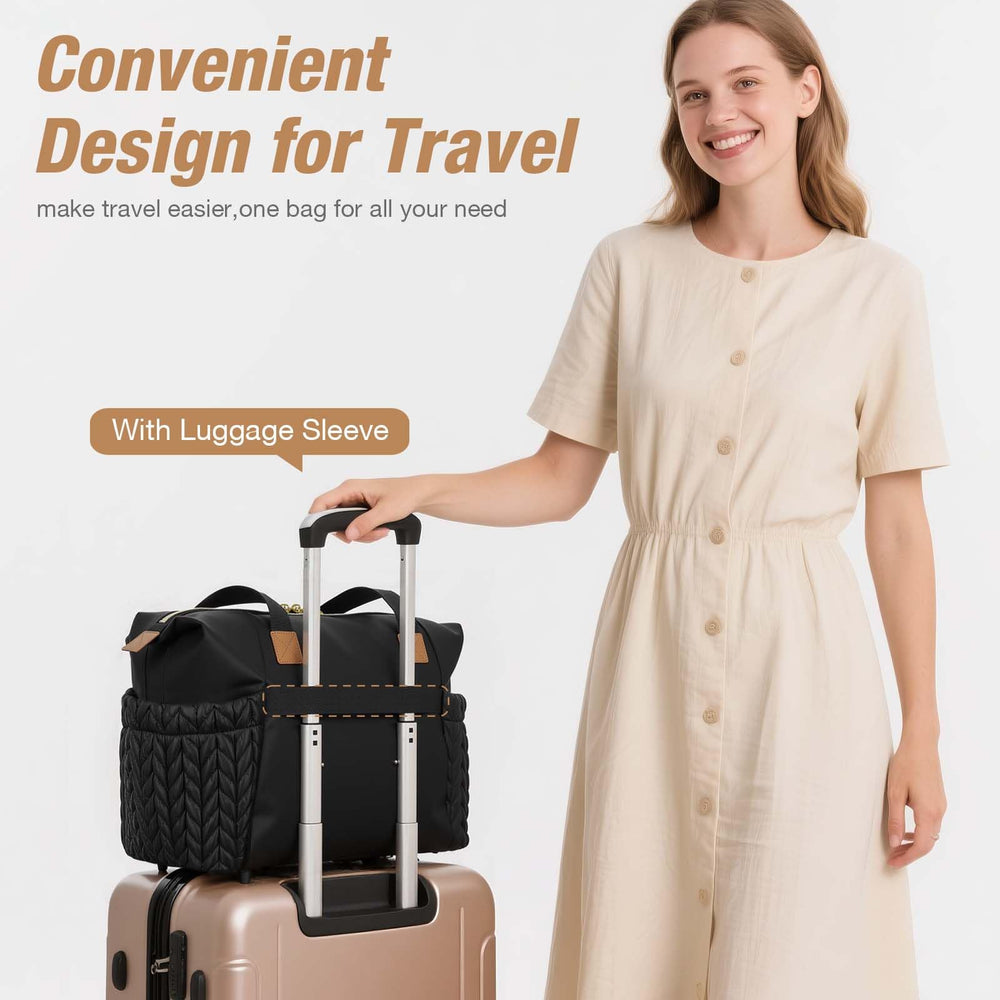 Tonyeee diaper bag tote features luggage sleeve for effortless travel with baby gear.