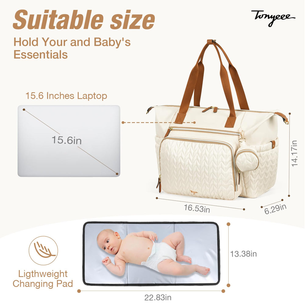 Tonyeee diaper bag tote detachable strap enables flexible wear