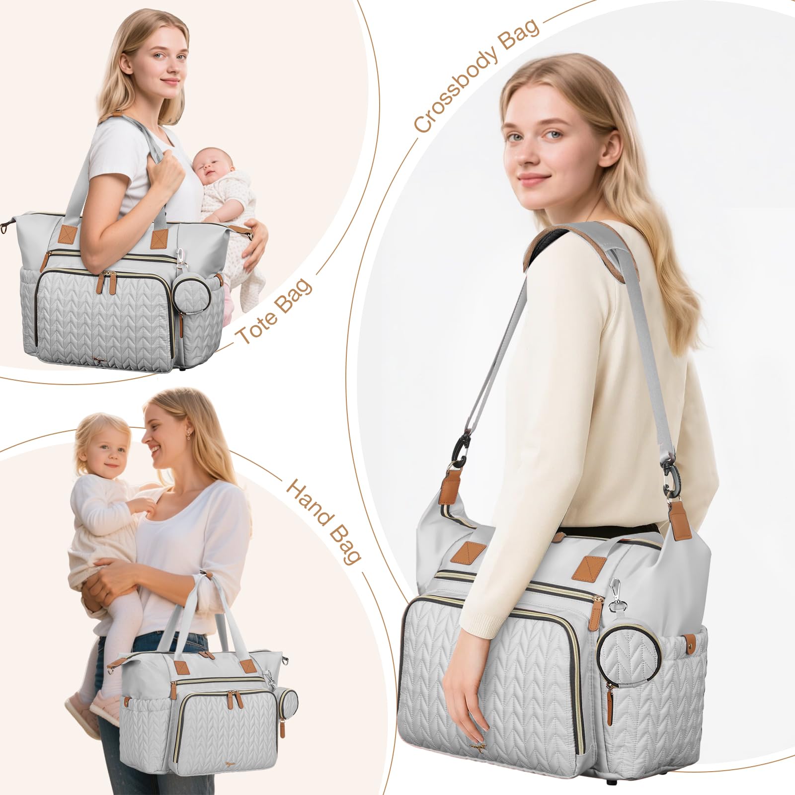 Tonyeee diaper bag tote with luggage sleeve simplifies travel through airports.