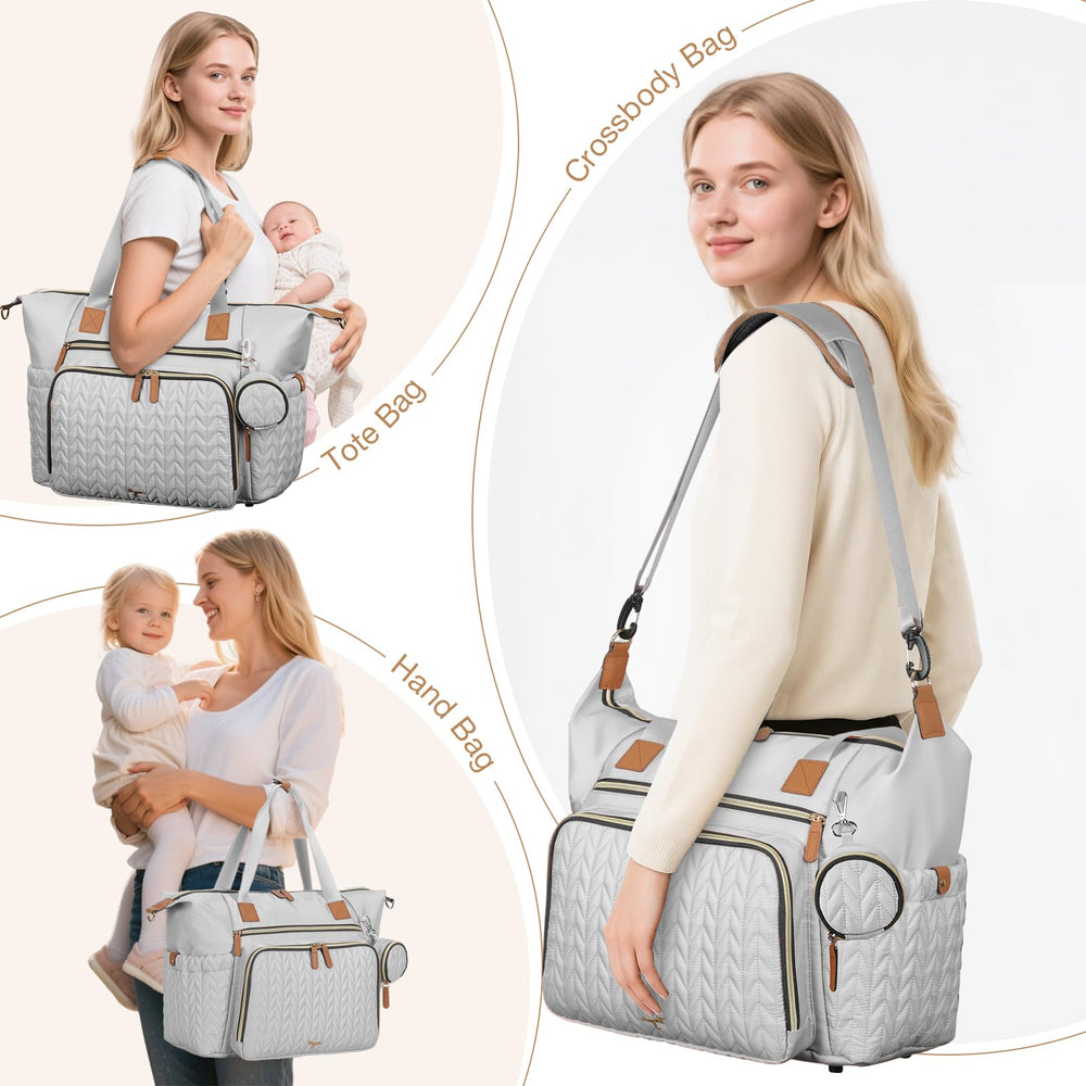 Tonyeee diaper bag tote with luggage sleeve simplifies travel through airports.