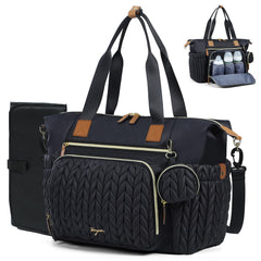 Tonyeee diaper bag tote shows quilted materials for stylish, durable baby storage on the go.