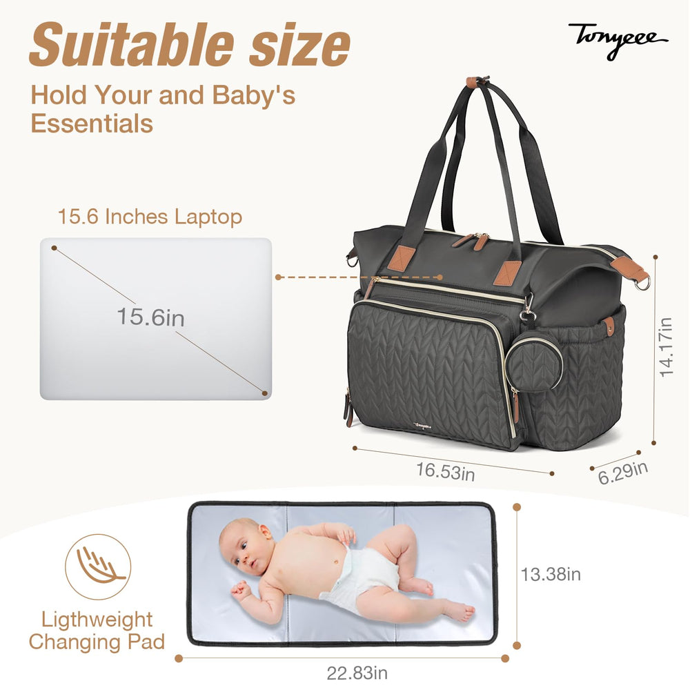 Tonyeee diaper bag tote three thermal bottle compartments help keep bottles at the right temperature
