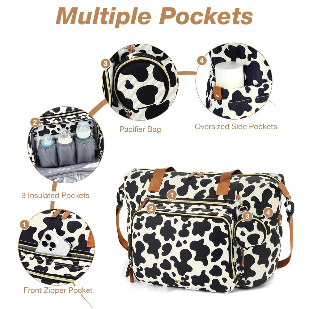 Tonyeee Diaper Bag Tote thermal bottle compartments support temperature-friendly feeding.