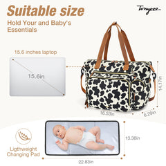 Tonyeee Diaper Bag Tote wet wipes pocket enables fast cleanups.